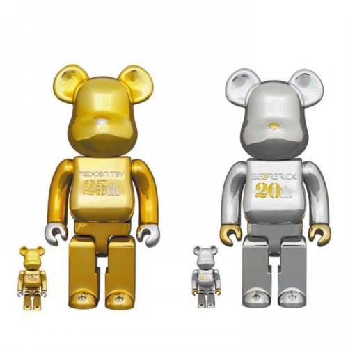 MEDICOM TOY BE@RBRICK 20th & 25th Anniversary Gold & Silver 100